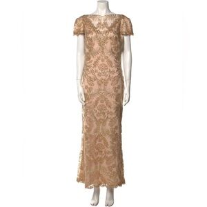Tadashi Shoji Gold Lace Gown (Size 4P)